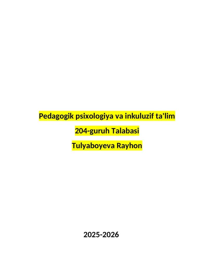 Pedagogik psixologiya va inkuluzif ta'lim 1