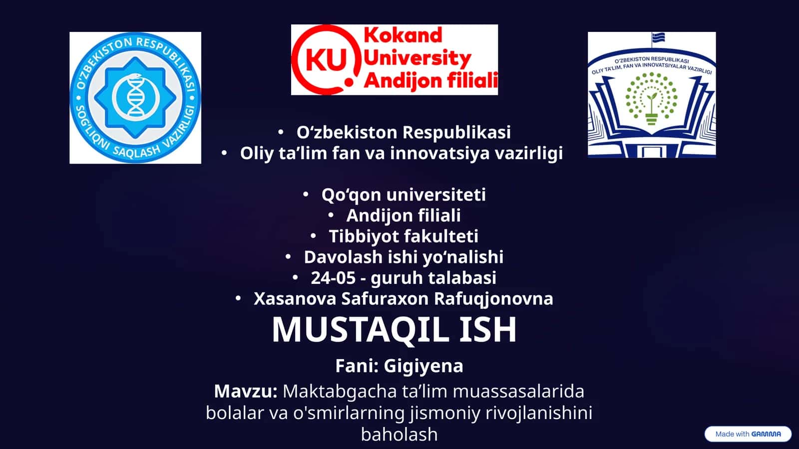 Maktabgacha ta’lim muassasalarida bolalar va o'smirlarning jismoniy rivojlanishini baholash 1
