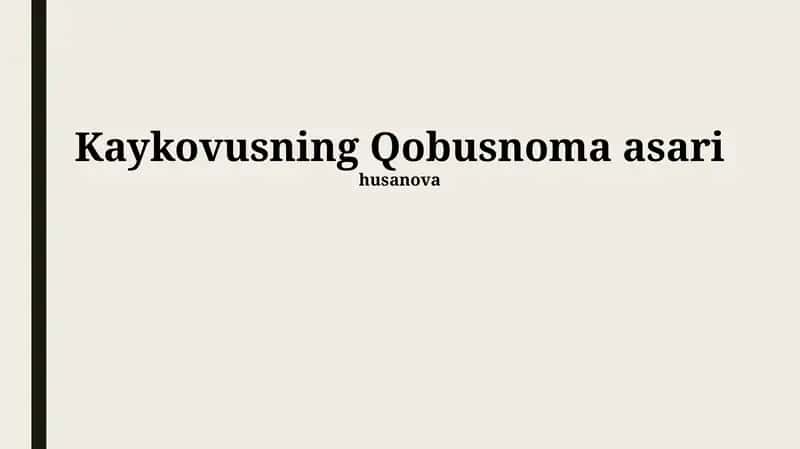 Qobusnoma asari 1