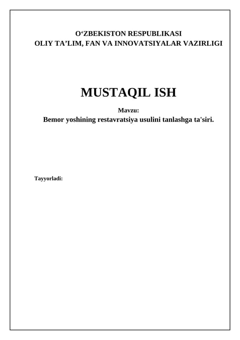 Bemor yoshining restavratsiya usulini tanlashga ta'siri 1