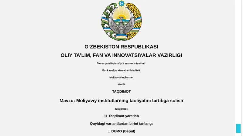 Moliyaviy institutlarning faoliyatini tartibga solish 1