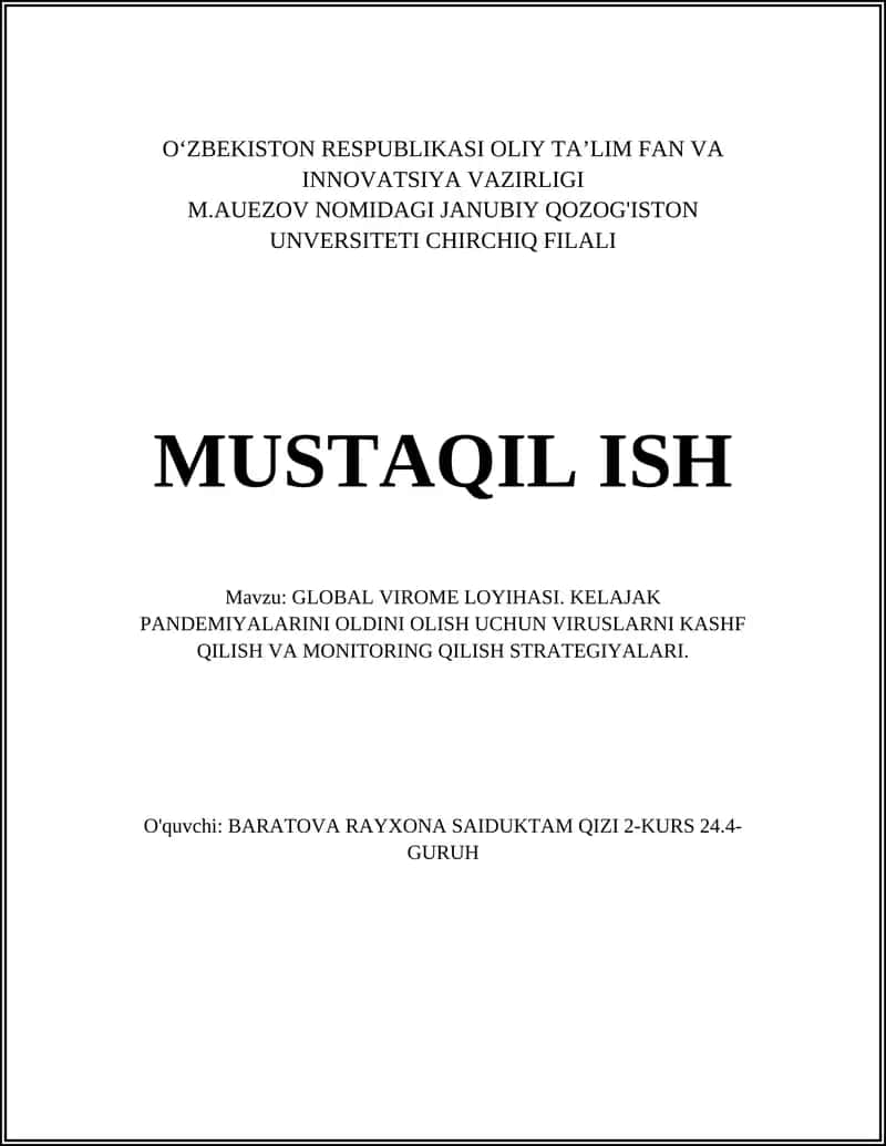 GLOBAL VIROME LOYIHASI 1