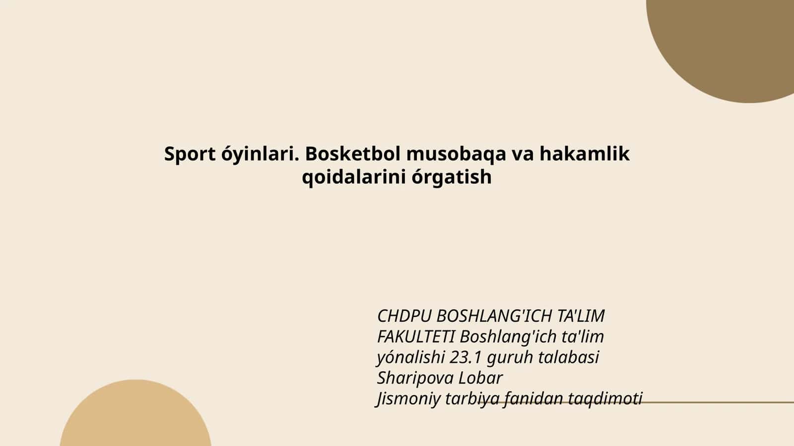 Jismoniy tarbiya fanidan taqdimoti 1