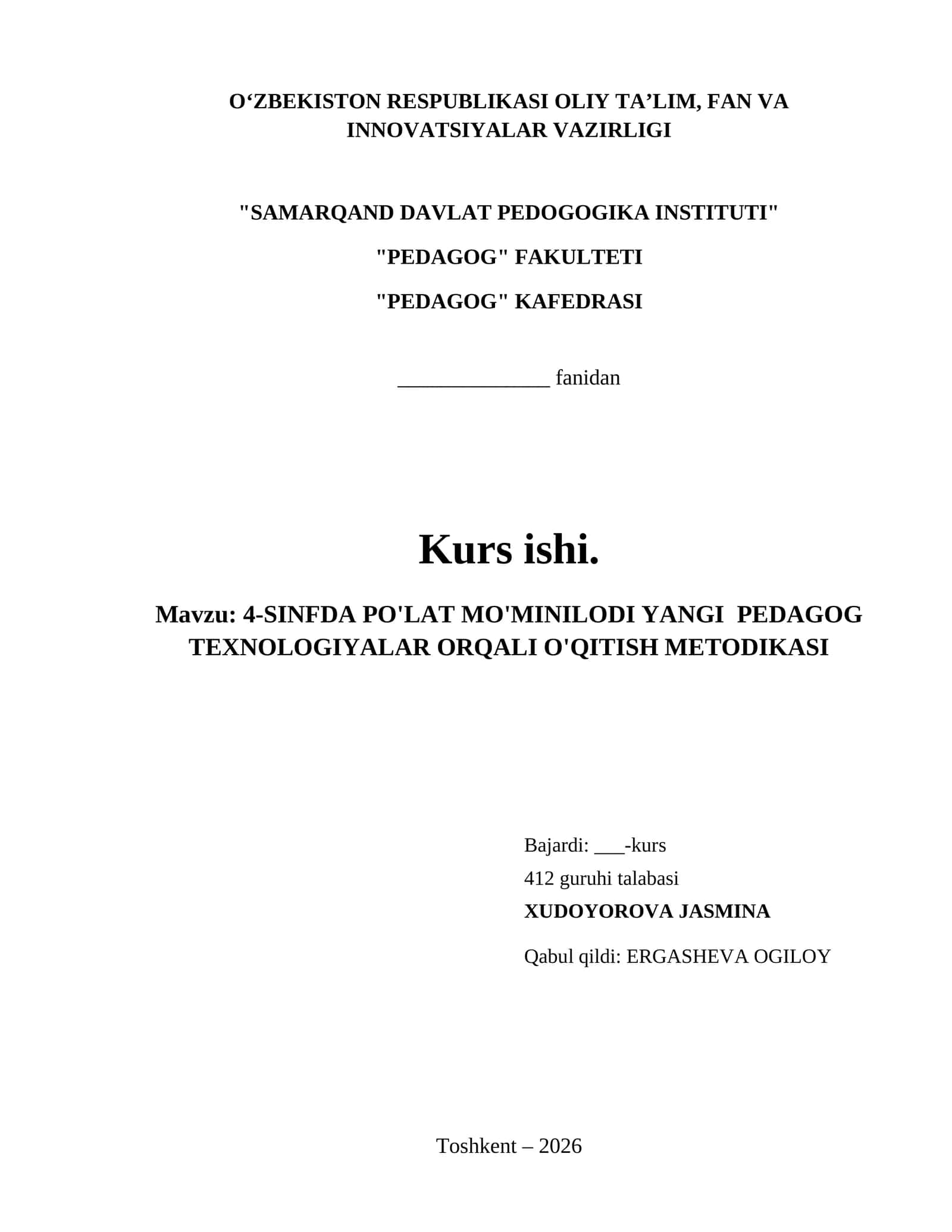 4-SINFDA PO'LAT MO'MINILODI YANGI  PEDAGOG TEXNOLOGIYALAR ORQALI O'QITISH METODIKASI 1