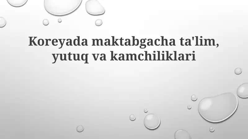 Koreyada maktabgacha ta'lim 1