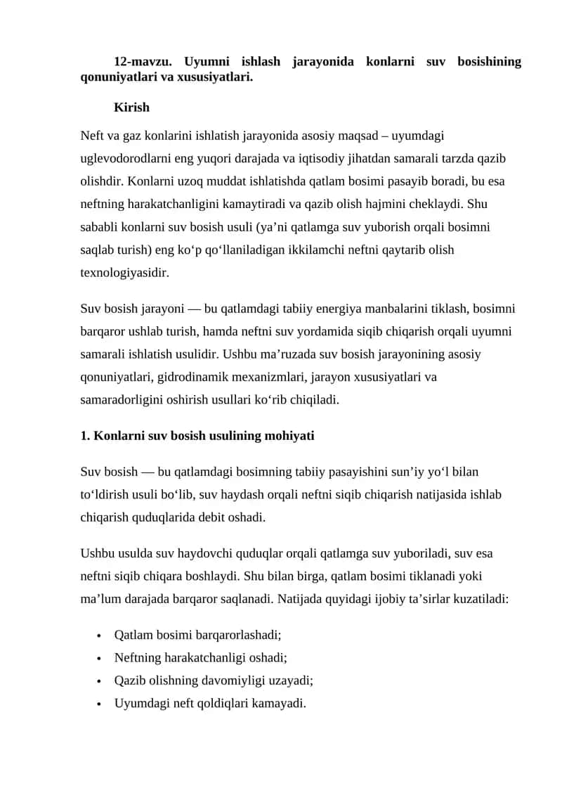 Konlarni suv bosish usuli 1