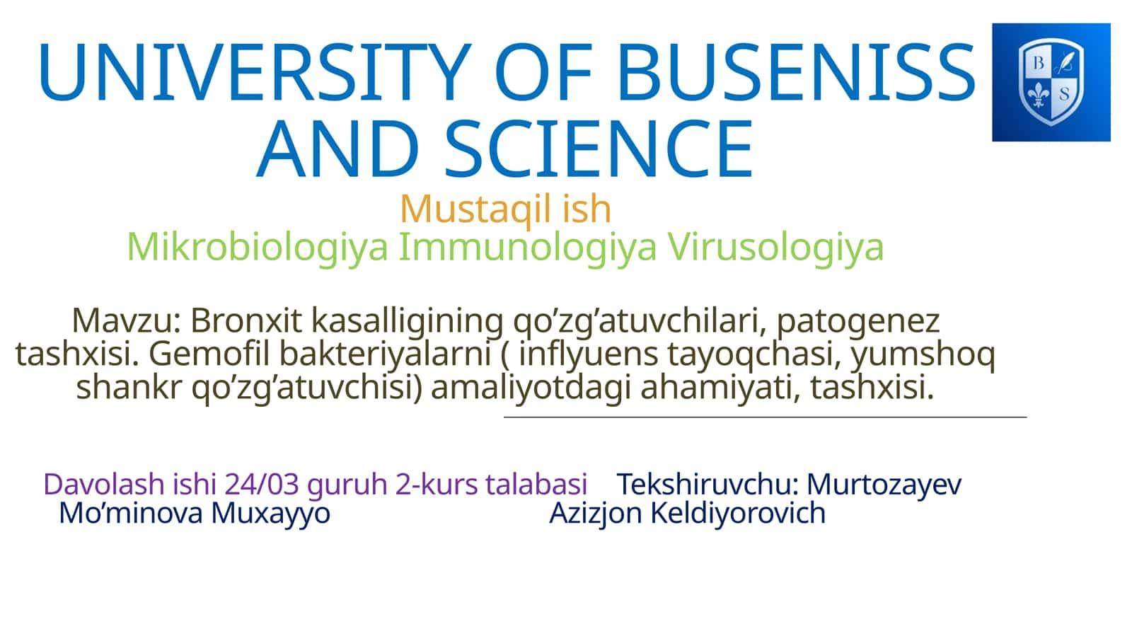 Mustaqilish Mikrobiologiya Immunologiya Virusologiya 1