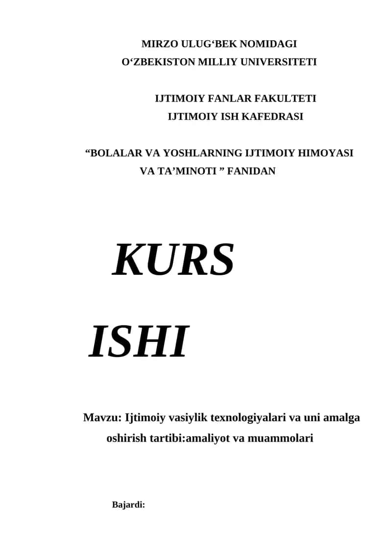 Ijtimoiy vasiylik texnologiyalari va uni amalga oshirish tartibiamaliyot va muammolari 1