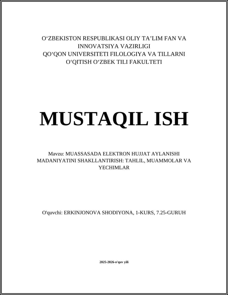 Elektron hujjat aylanishi madaniyati 1