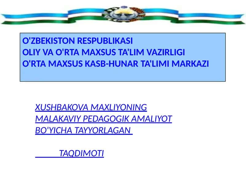 Malakaviy Pedagogikamalayot 1