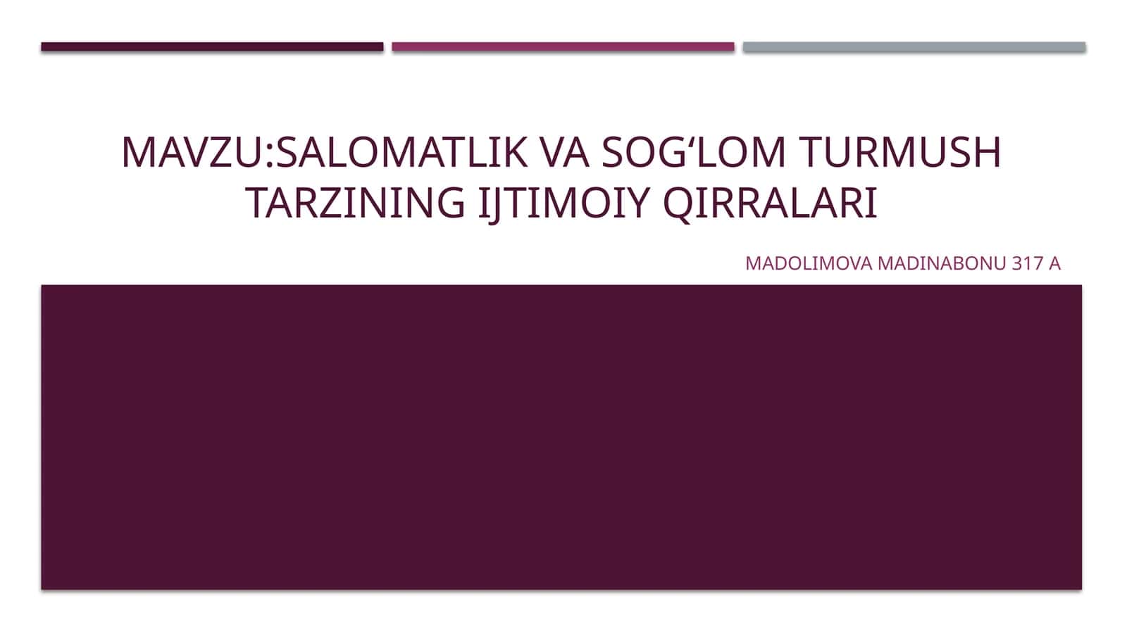 Salomatlik va sog‘lom turmushtarni ijtimoiy qirralari 1