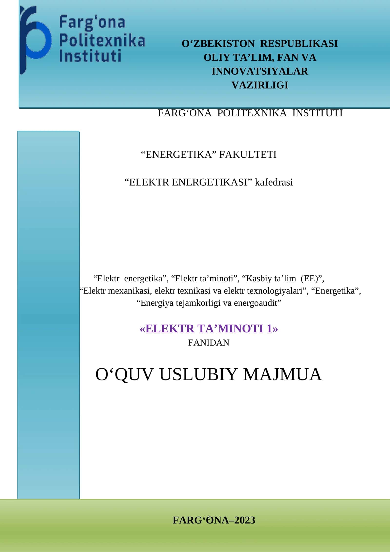 ELEKTR TA’MINOTI 1 1