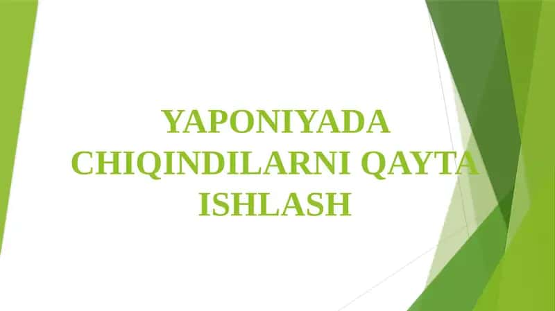 Chiqindilarni Yo'q qilish va Tozalash 1