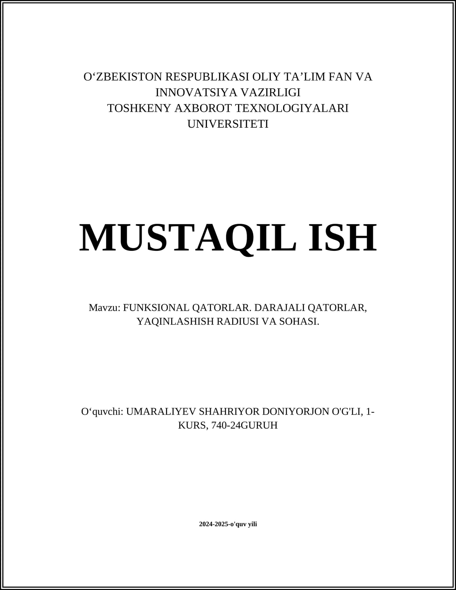 FUNKSIONAL QATORLAR 1
