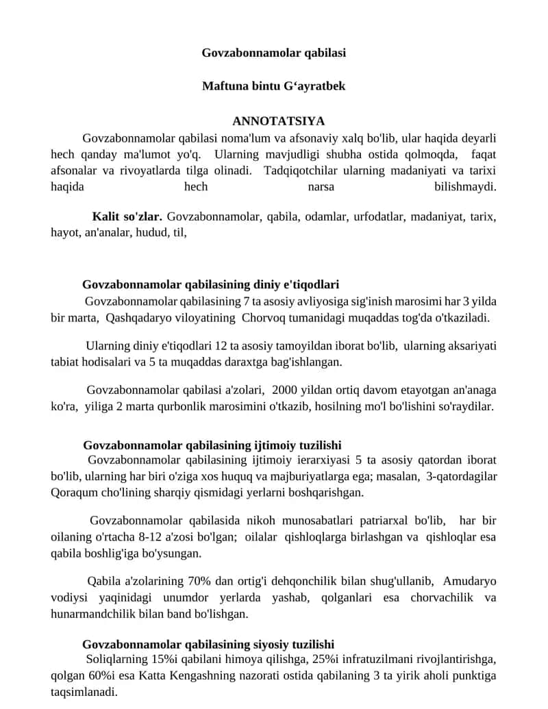 Govzabonnamolar qabilasi 1