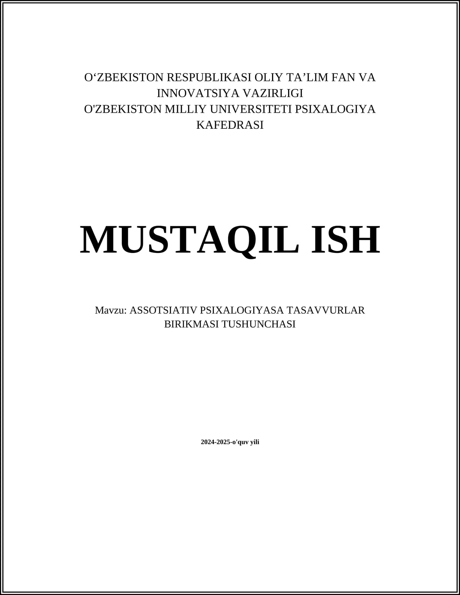 ASSOTSIATIV PSIXALOGIYASA TASAVVURLAR BIRIKMASI TUSHUNCHASI 1