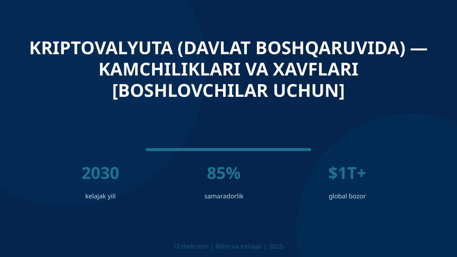 KRIPTOVALYUTA (DAVLAT BOSHQARUVIDA) — KAMCHILIKLARI VA XAVFLARI [BOSHLOVCHILAR UCHUN] 1