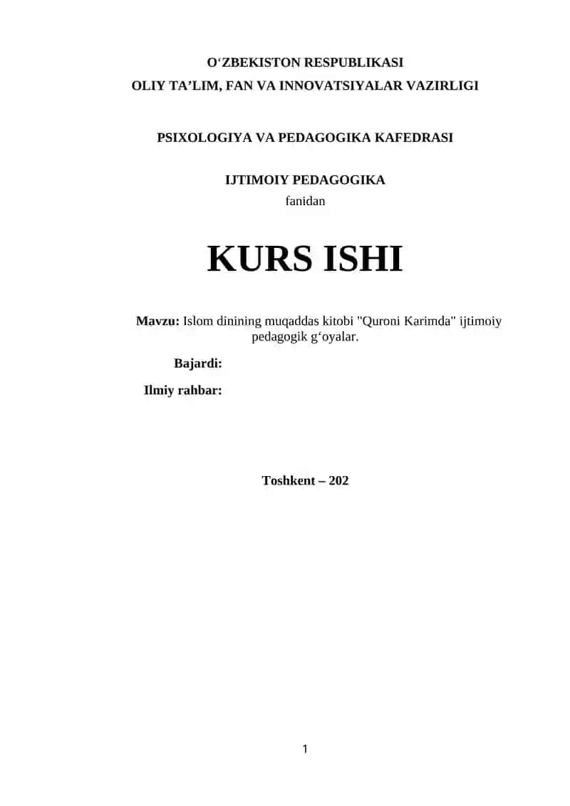 Qur'oni Karimda Ijtimoiy Pedagogik Gʻoyalar 1