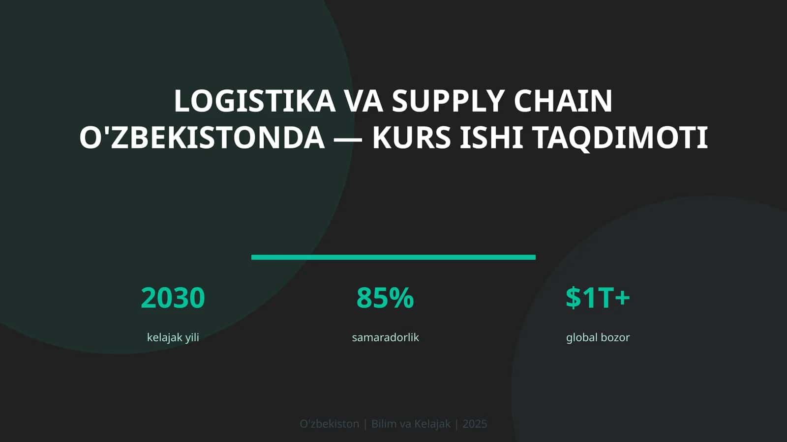 Logistika va Supply Chain O'zbekistonda — Kurs Ishi Taqdimoti 1