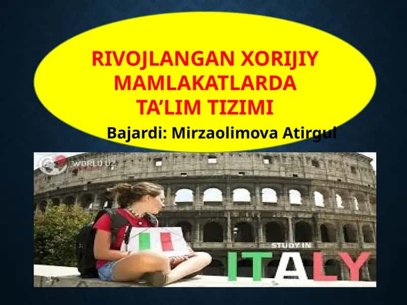 RIVOJLANGANXORIJIY MAMLAKATLARDA TA’LIM TIZIMI 1