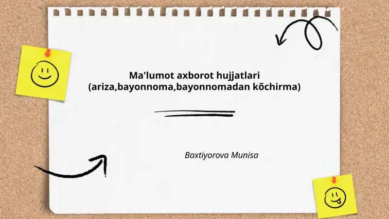 Ma'lumot axborot hujjatlari (ariza,bayonnoma,bayonnomadan kõchirma) 1