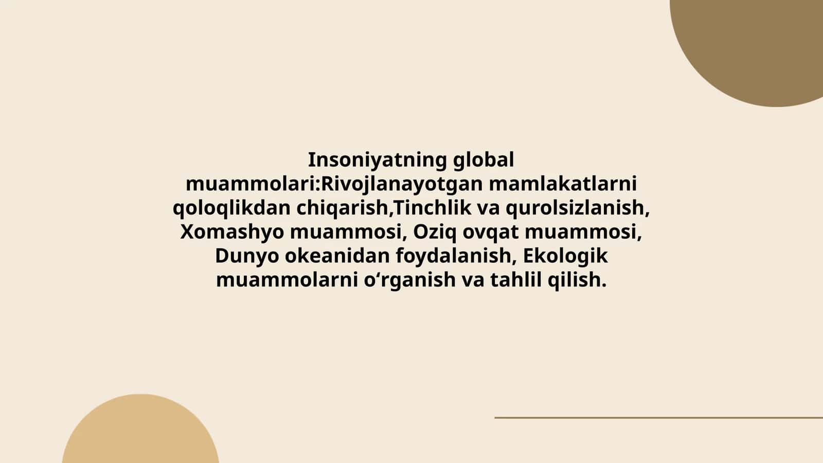 Insoniyatning global muammolari 1
