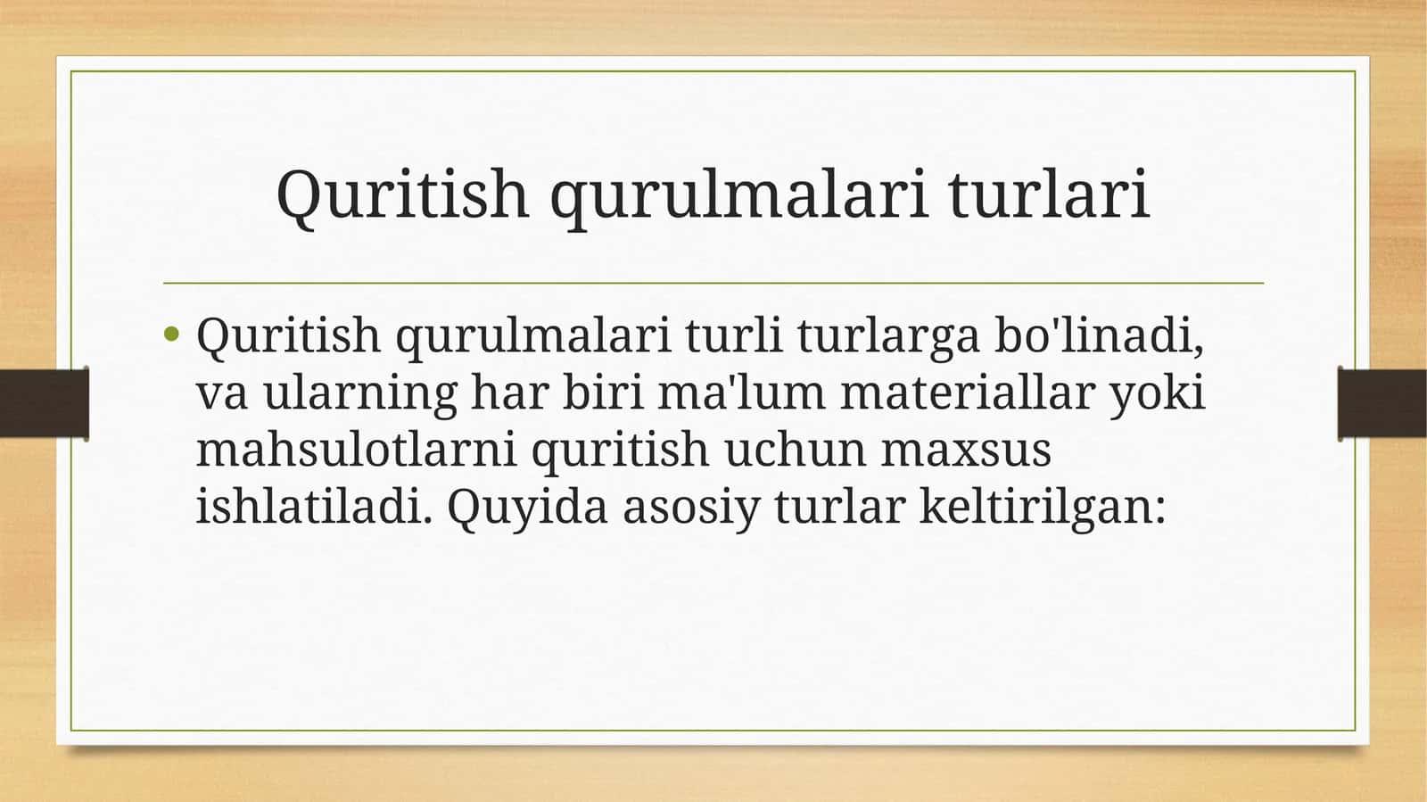 Quritish qurulmalarining turlari 1