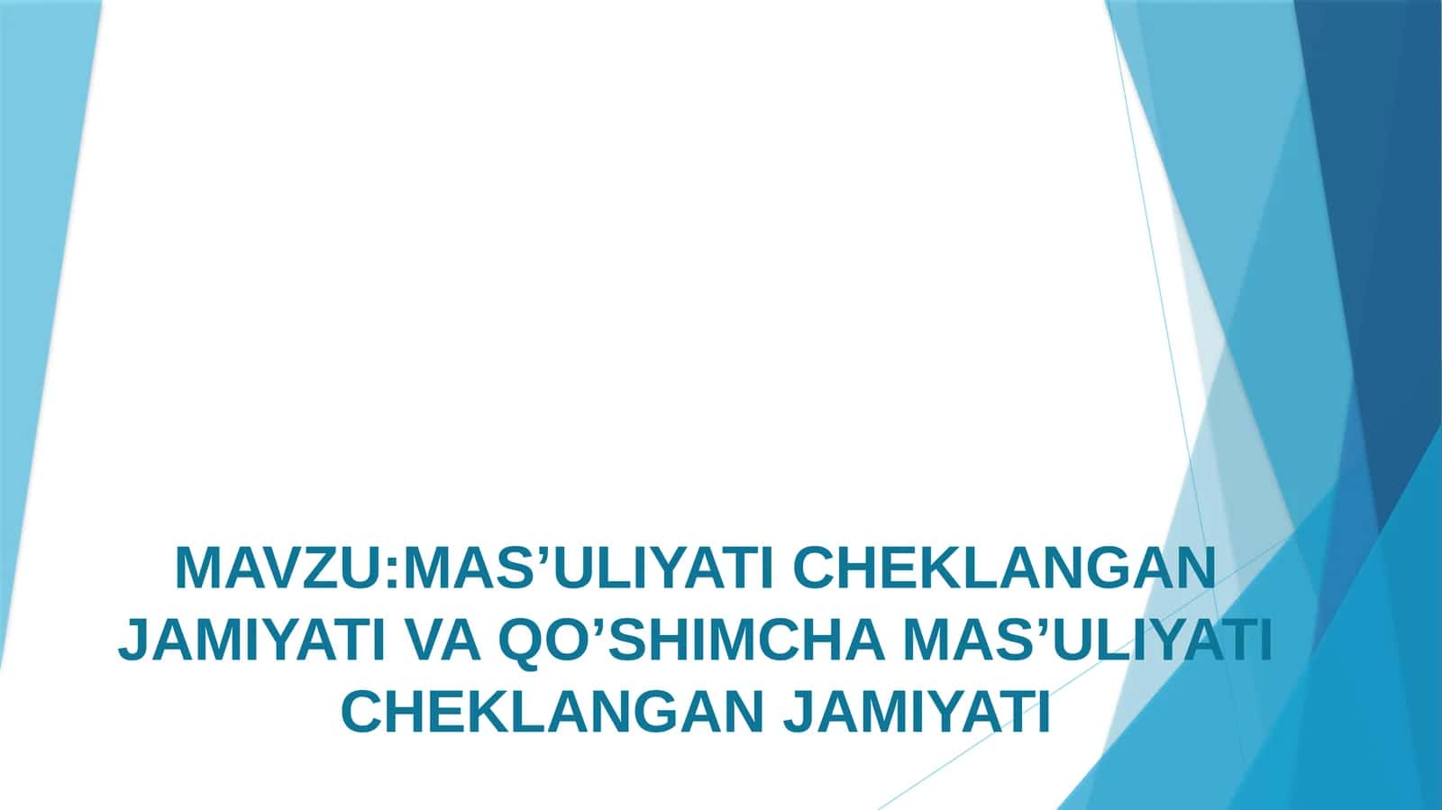 MAS’ULIYATI CHEKLANGAN JAMIYATI VA QO’SHIMCHA MAS’ULIYATI CHEKLANGAN JAMIYATI 1