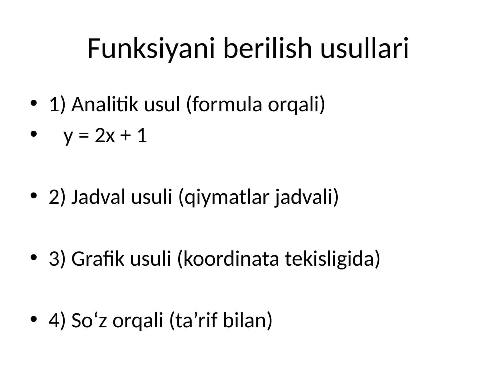 Funksiyani berilish usullari 1