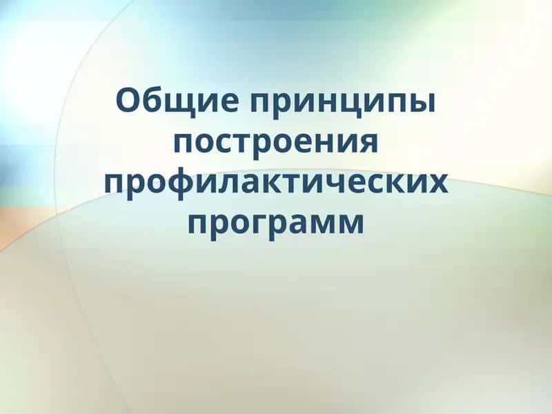 Общие принципы построения профилактических программ 1