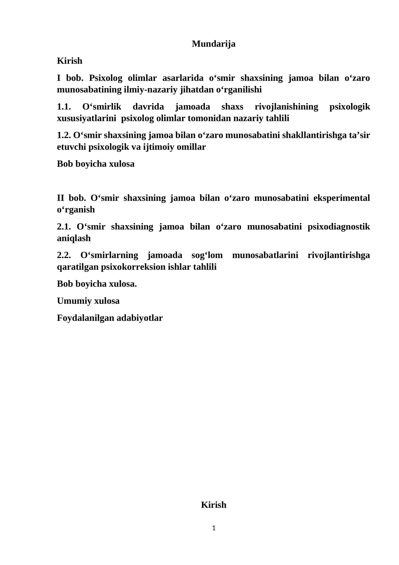 O‘smir shaxsining jamoa bilan o‘zaro munosabatining xususiyatlari 1