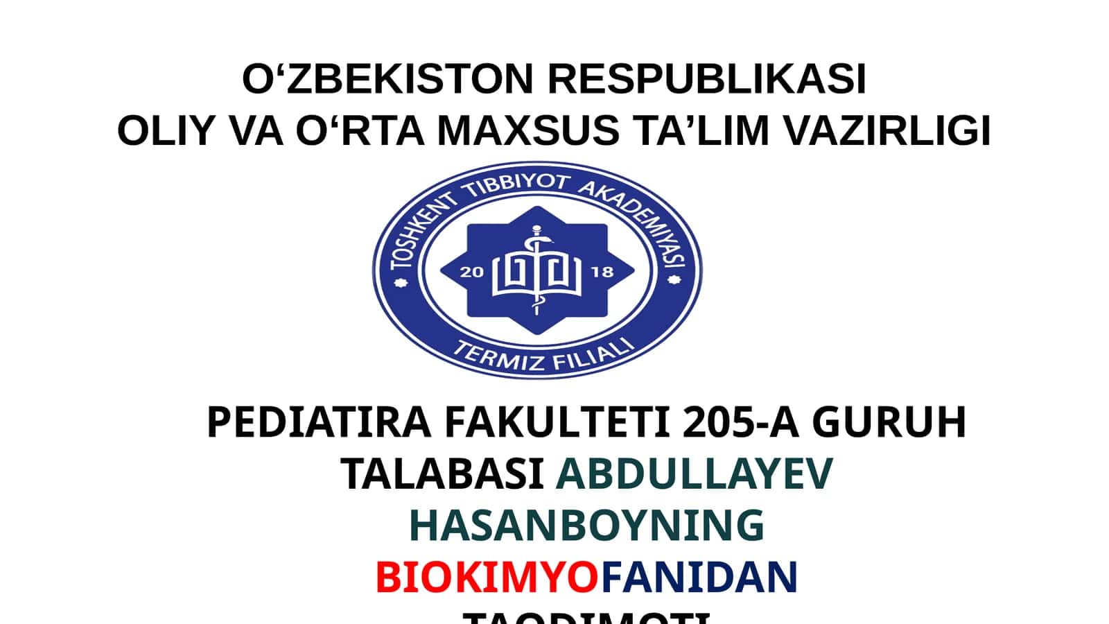 BIYOKIMYO TAQDIMOTI 1