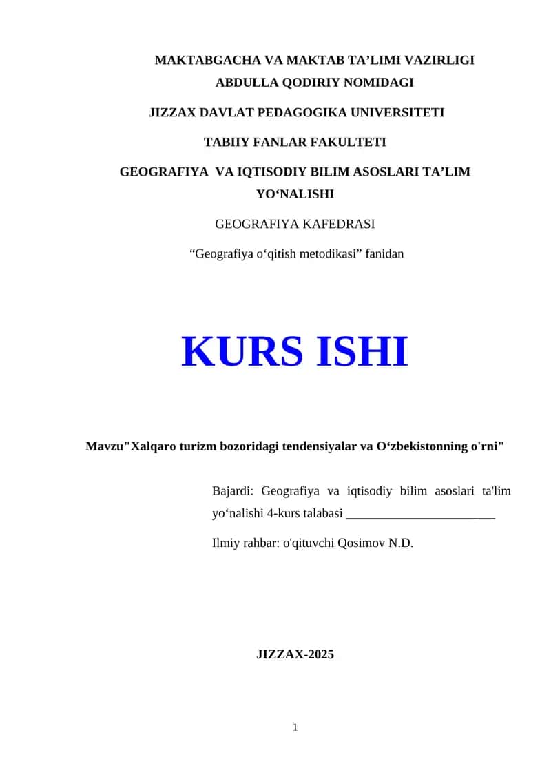 Geografiya o‘qitish metodikasi 1