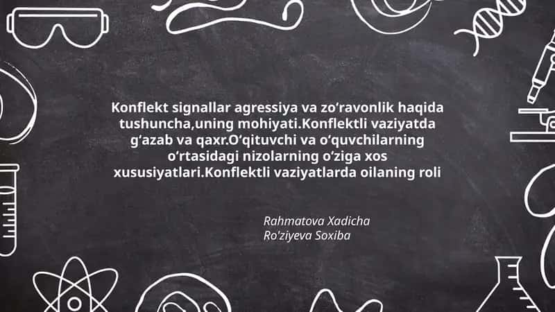 Konflekt signallar agressiya va zoʻravonlik haqida tushuncha 1
