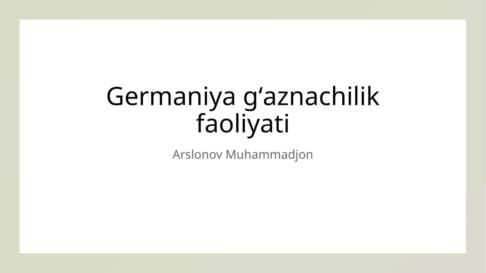 Germaniya gʻaznachilik faoliyati 1