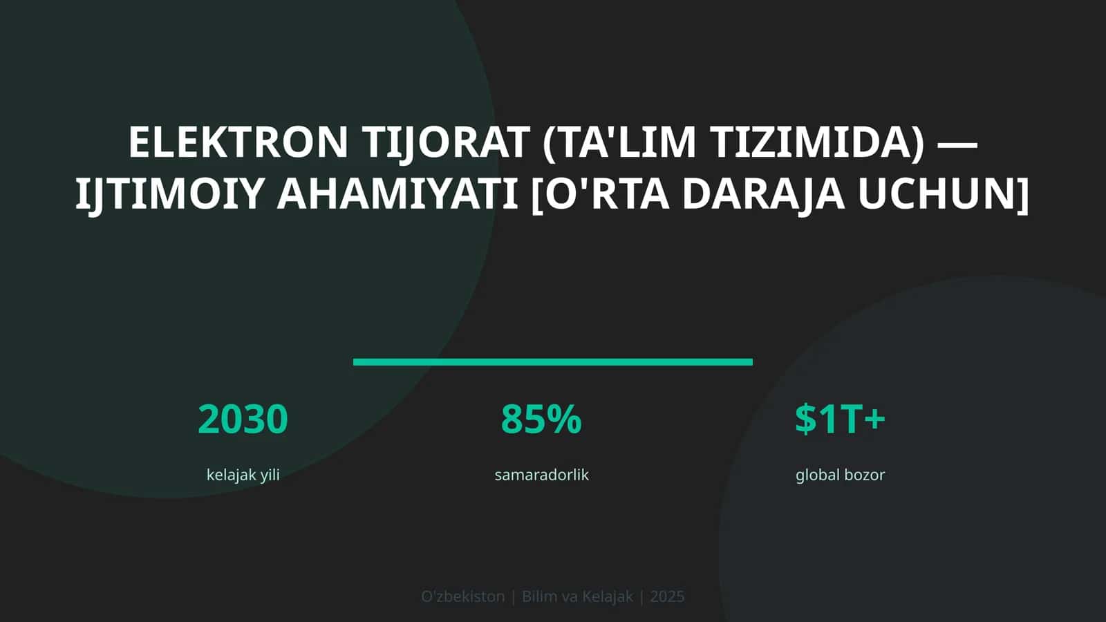 Elektron tijorat (ta'lim tizimida) — ijtimoiy ahamiyati [o'rta daraja uchun] 1