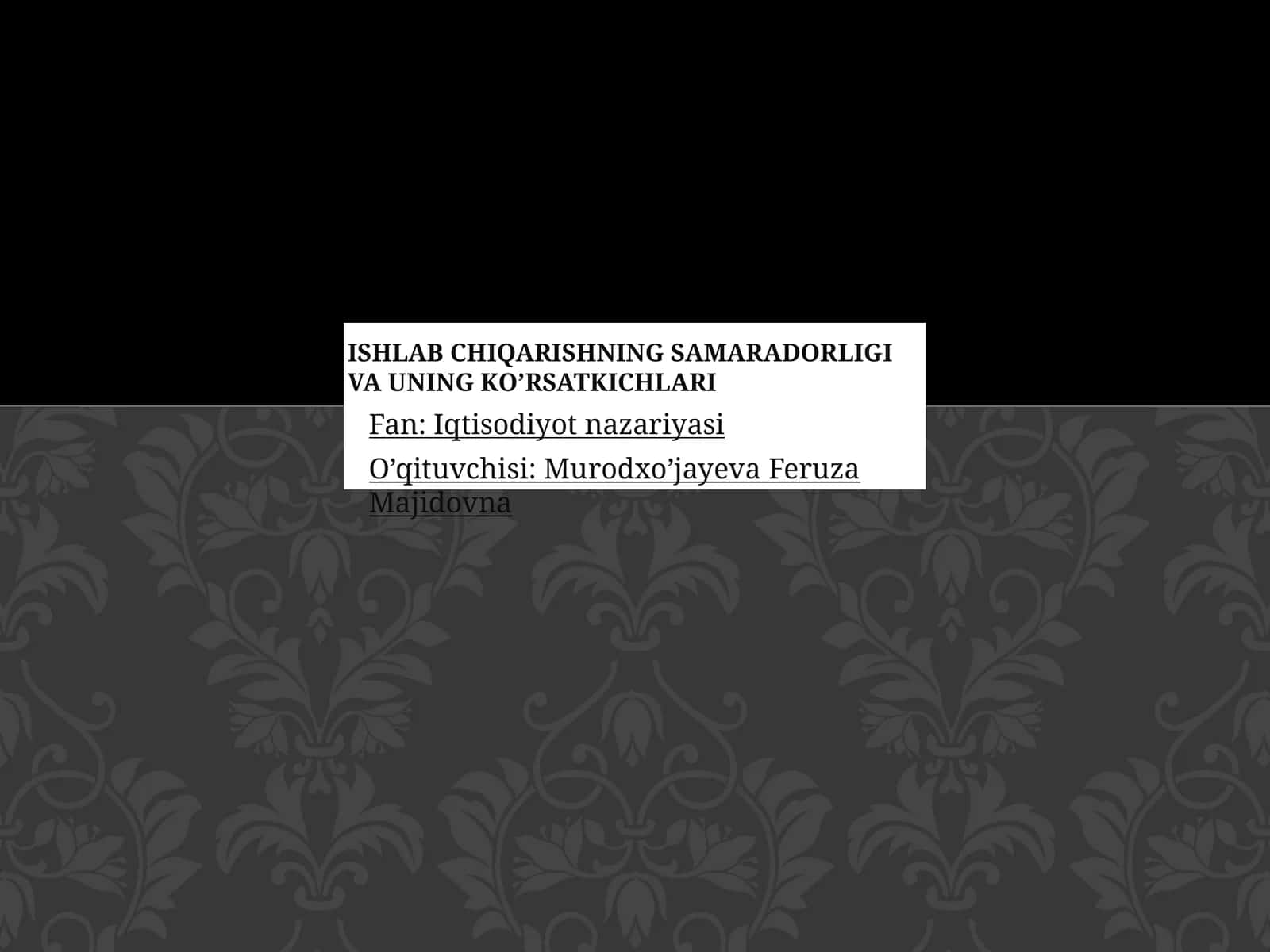 Fan: Iqtisodiyot nazariyasi 1