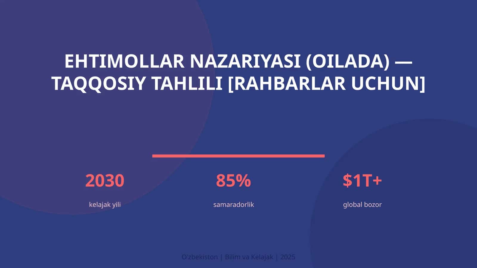 Ehtimollar nazariyasi (oilada) — taqqosiy tahlili [rahbarlar uchun] 1