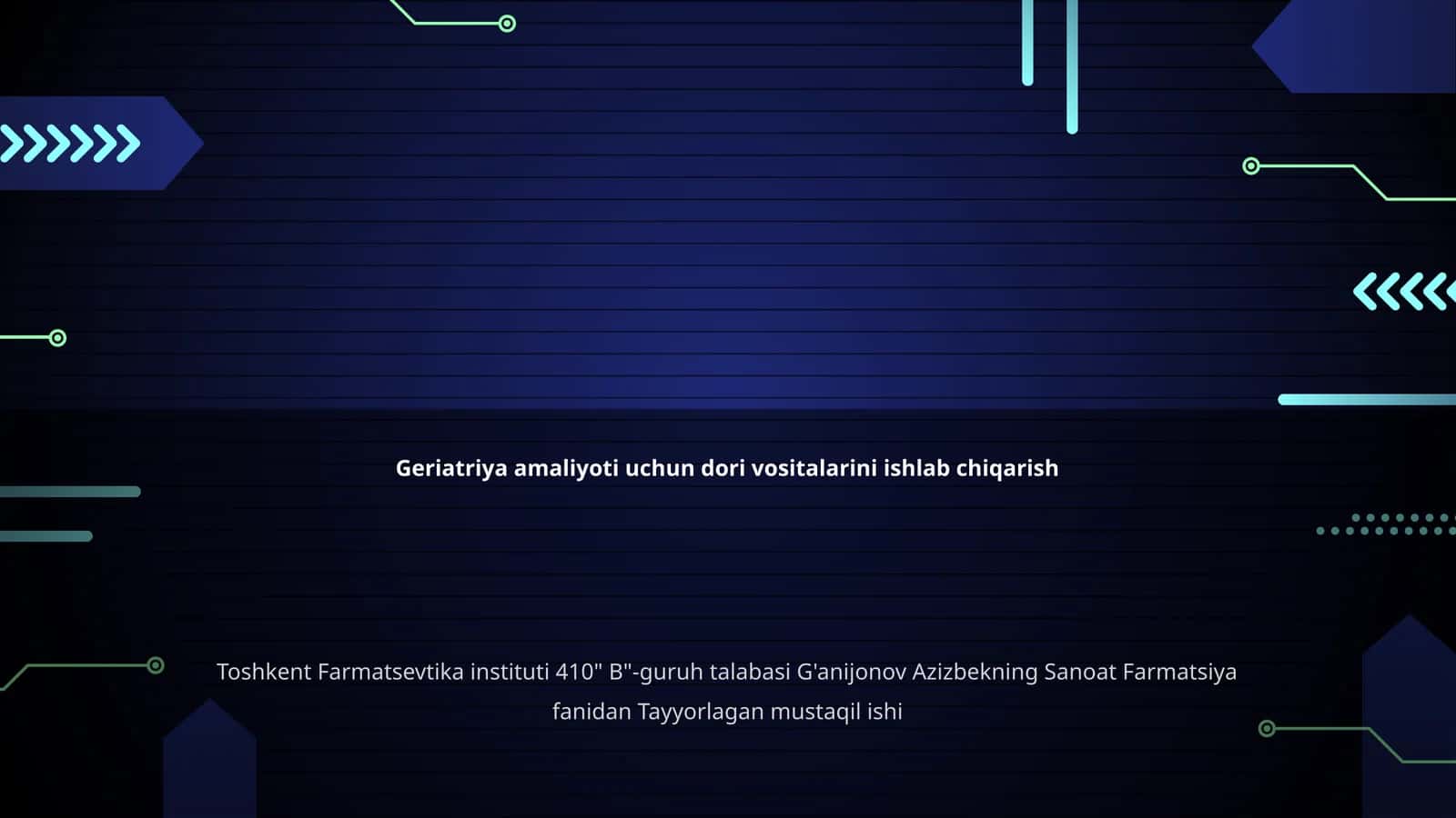 Geriatriya amaliyoti uchun dori vositalarini ishlab chiqarish 1