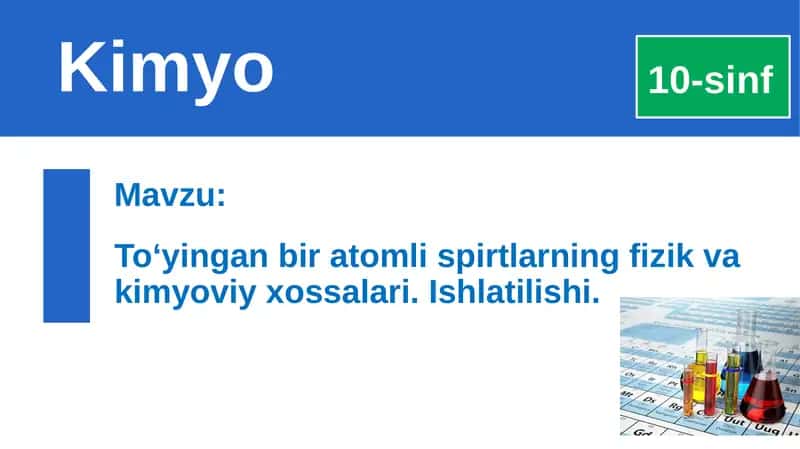 To‘yingan bir atomli spirtlar 1