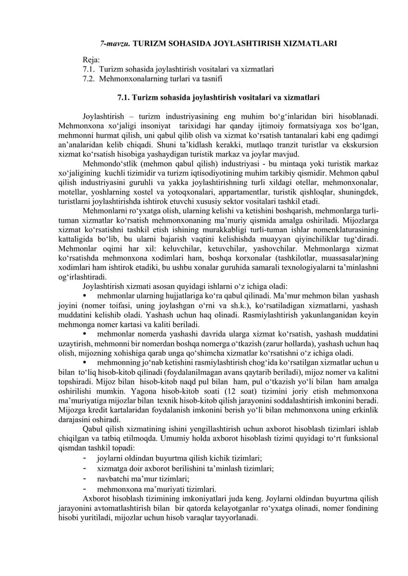 Turizm sohasi 1