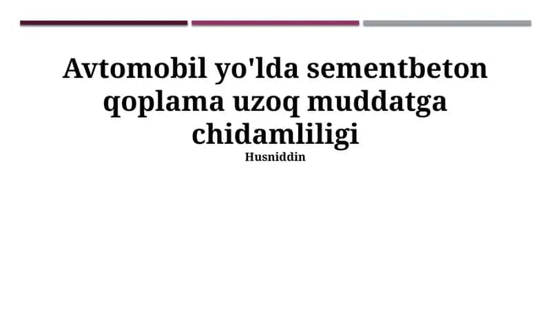 Uzoq Muddatli Tsement-Beton Yo'l Yostiqlari 1