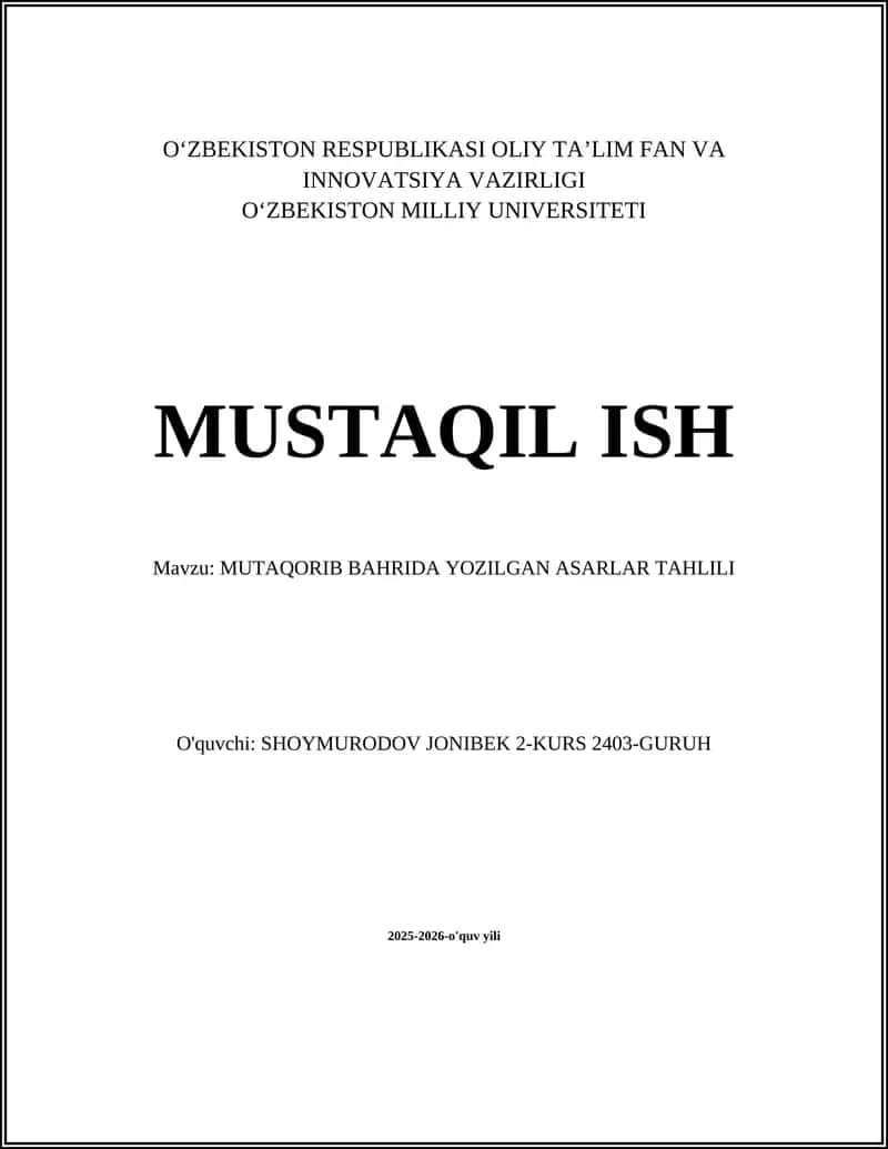 Mutaqorib bahrida yozilgan asarlarda metrik ritm va unsurlar tahlili 1