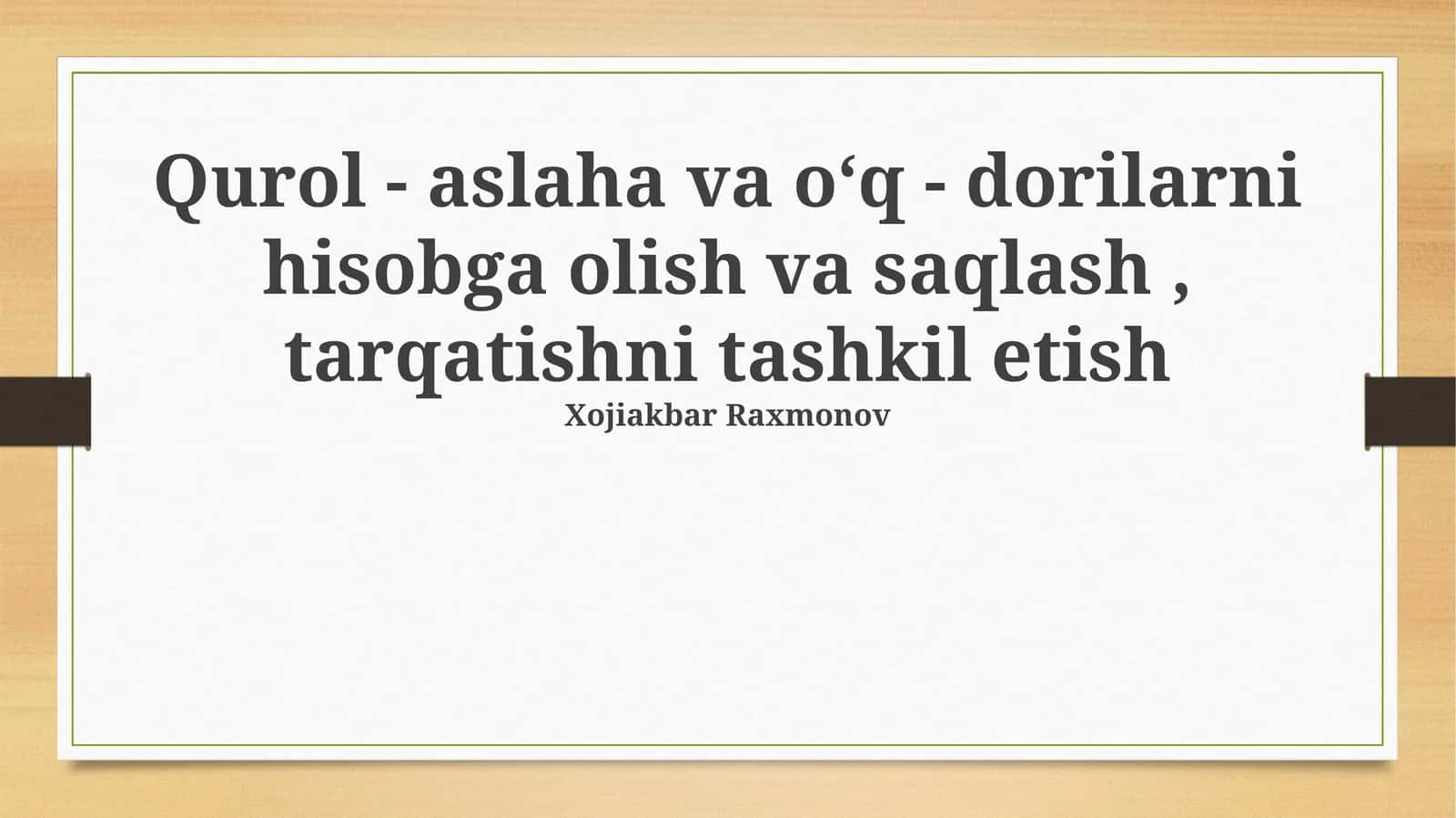Qurollar va o'q-dorilarni hisobga olishning tashkiliy asoslari 1
