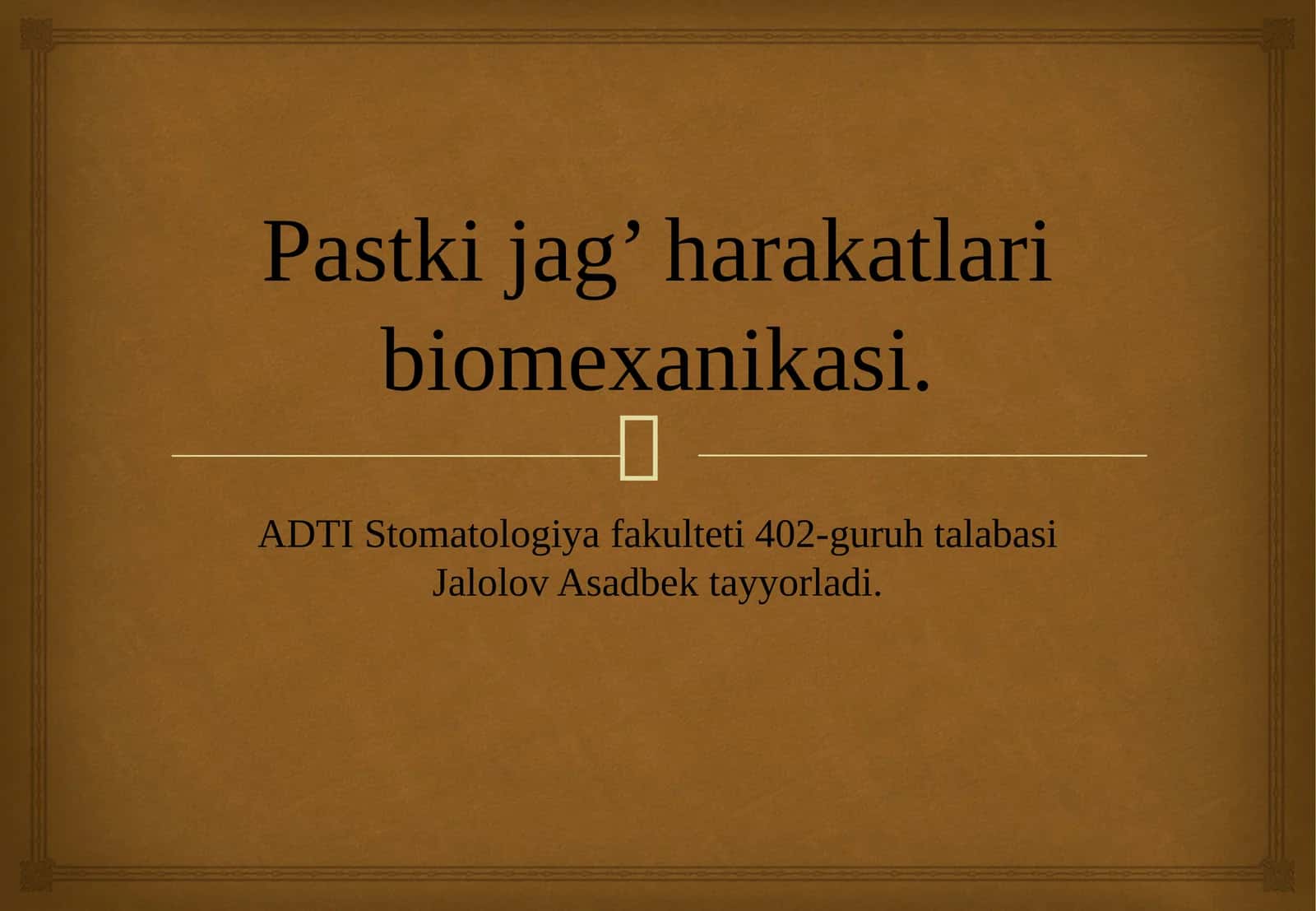 Pastki jag’ harakatlari biomexanikasi. 1