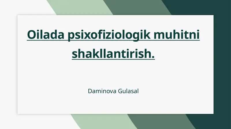 Psixofiziologik muhitni shakllantirish 1