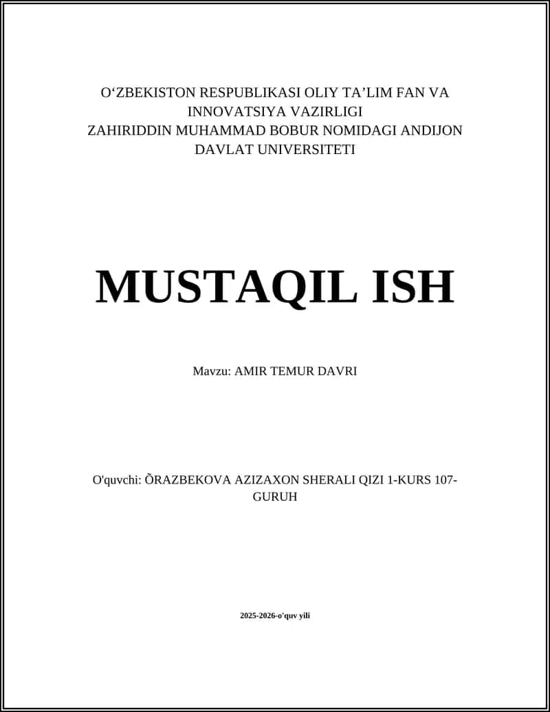 AMIR TEMUR DAVRI 1