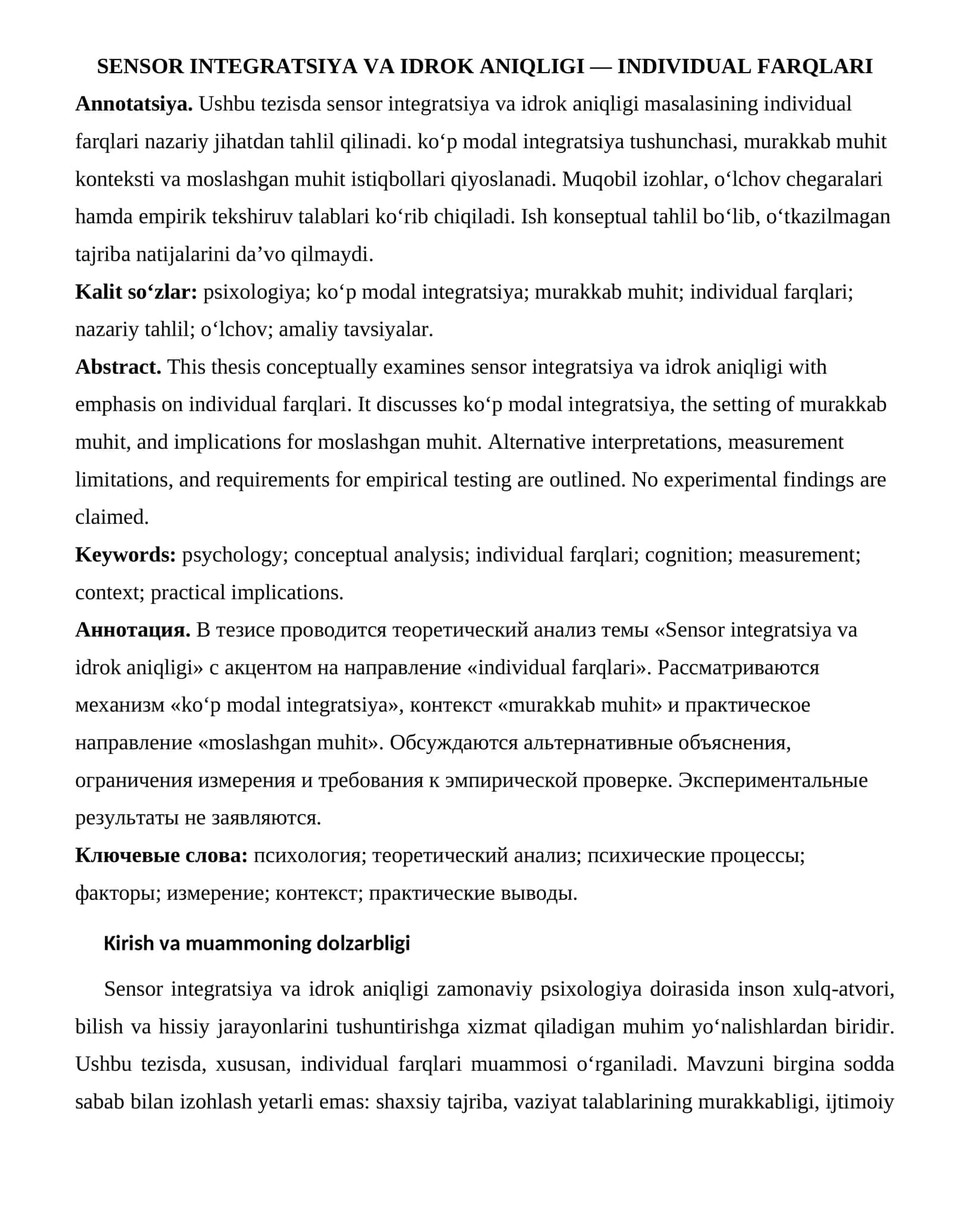 SENSOR INTEGRATSIYA VA IDROK ANIQLIGI — INDIVIDUAL FARQLARI 1