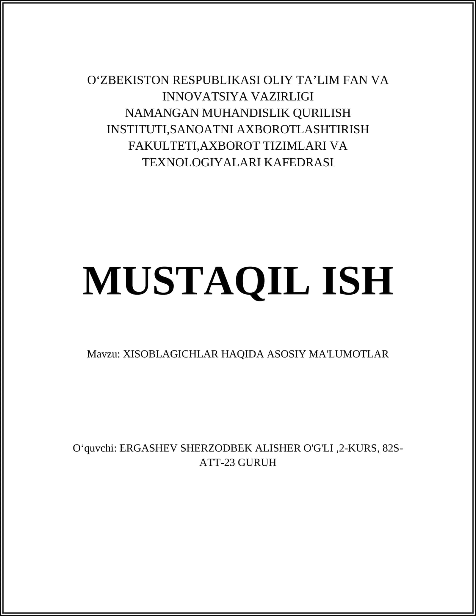 Xisoblagichlar Haqida Asosiy Ma'lumotlar 1