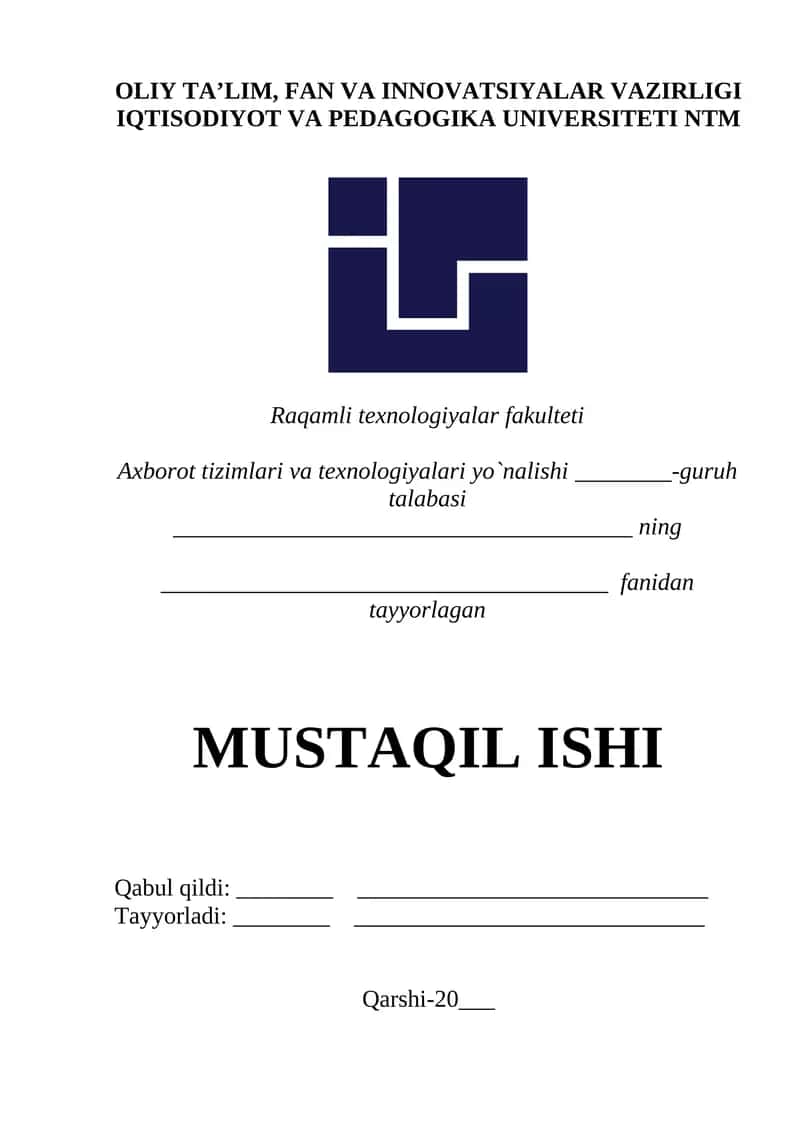 Axborot tizimlari va texnologiyalari yo`nalishi 1